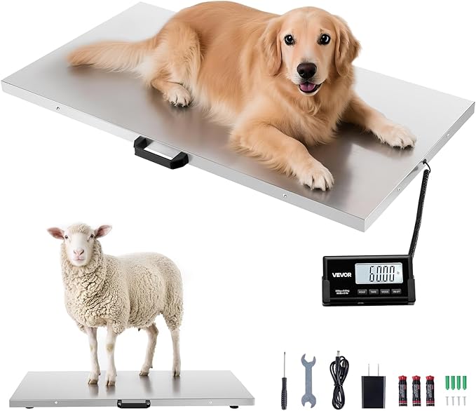 VEVOR Digital Shipping Scale, 0.1 lbs High Accuracy, 660 lbs Postal Scale with LCD Display, Hold/Tare Function & AC/DC Power Supply, Fit for Packages, Postage, Luggage, Battery & Adapter Included