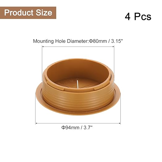 uxcell 4 Pcs Desk Grommet, 3.15 inch 80mm Desk Cable Hole Cover Wire Hole Insert for Home Office Table Cabinet Cord Organizer, Brown