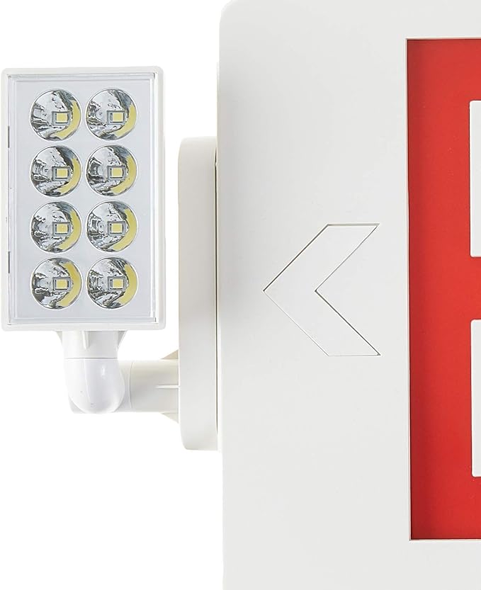 Gruenlich LED Combo Exit Sign, Emergency Light with 2 Adjustable Heads and Double Face, Back Up Batteries- US Standard Red Letter EXIT, UL 924 Qualified, 120-277 Voltage, 4-Pack
