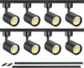VANoopee 8-Light LED Track Lighting Kit with 6.6FT H Type Track Rails, Dimmable Track Light Heads Bright Ceiling Spotlight Fixture for Kitchen Accent Art, 3000K Warm White, No Flicker 10W 800lm Black