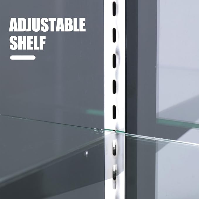 48" W x 22" D x 42" H - Retail Display Case,Ledgetop Counter with Showcase Front, Black Retail Counter with Glass Display Cabinet