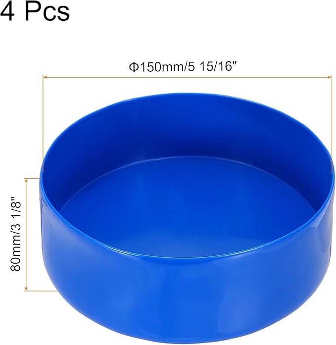 uxcell 4pcs Rubber End Caps 150mm(6 Inch) ID x 80mm(3 1/8 Inch) H Vinyl Round End Cap Cover Screw Thread Protectors Blue