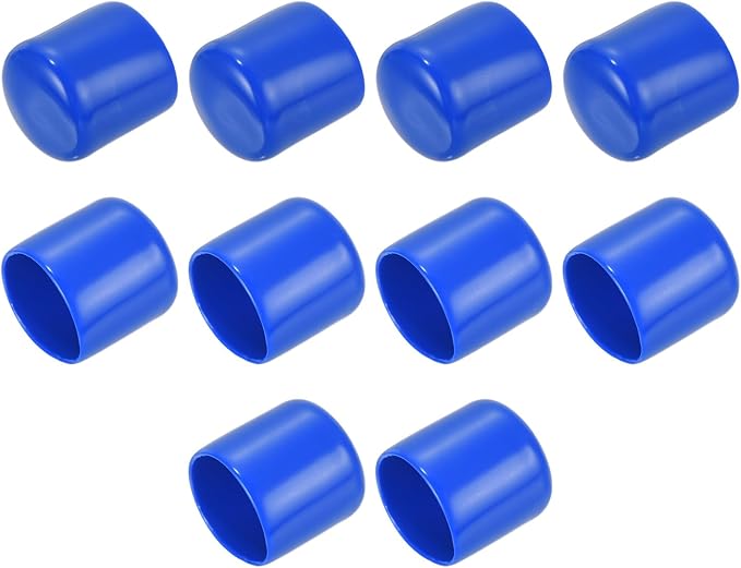 uxcell 10pcs Rubber End Caps 24mm ID Vinyl Round Tube Bolt Cap Cover Screw Thread Protectors Blue