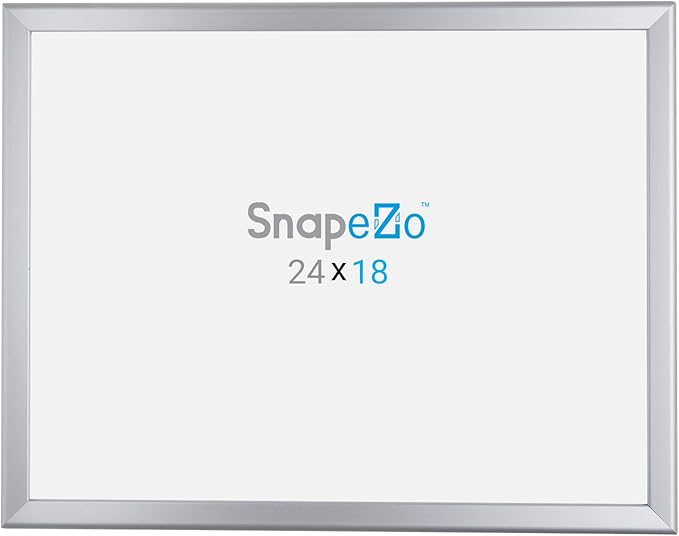 SnapeZo Photo Frame 18x24, Silver, 1.25 Inch Aluminum Profile, Front-Loading Snap Frame, Wall Mounting, Professional Series