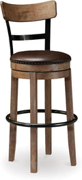 Signature Design by Ashley Pinnadel 30" Modern Swivel Pub Height Barstool, Light Brown