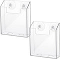 Thyle 2 Pcs Acrylic Brochure Holders Suction Cup Display Racks Wall Window or Glass Mount Clear Organizer Brochure Hanging Pamphlet Holder for Flyer Magazine File Display Book (8.7" X 8.7" X 2")