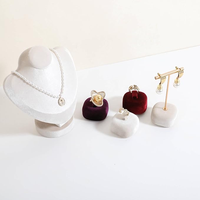 GemeShou Beige Ring Display Stand for Jewelry, Velvet Single Ring Holder for selling, Cute Jewelry Display for Show【Beige】