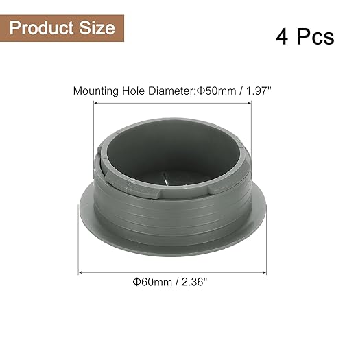 uxcell 4 Pcs Desk Grommet, 1.97 inch 50mm Desk Cable Hole Cover Wire Hole Insert for Home Office Table Cabinet Cord Organizer, Drak Gray