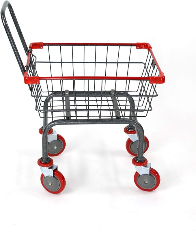 U HANDDLE Grocery & Laundry CART 1.5 Bushel (Gunpowder Metal) Red, Blue Trim (Red)