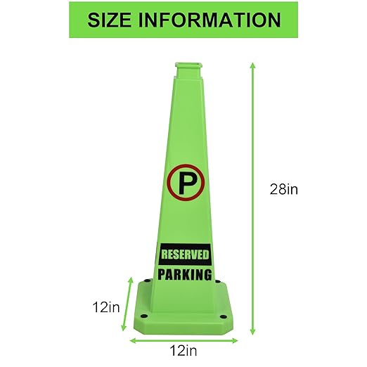 OrangeStar 3-Pack 28" Reserved Parking Cones, Large 4-Sided Message Safety Traffic Cones with Heavy Rubber Base for Indoor Outdoor Use, Parking Lot Control, Driveway Barriers