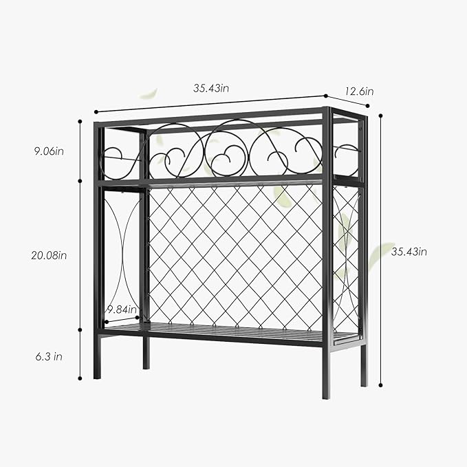 Zhongma 2 Tier Metal Sturdy Narrow Plant Stand, 35.43 L x 12.6 W x 35.43 H inch, Indoor and Outdoor Heavy Duty Metal Plant shelf for Small Spaces 440 LBS Capacity