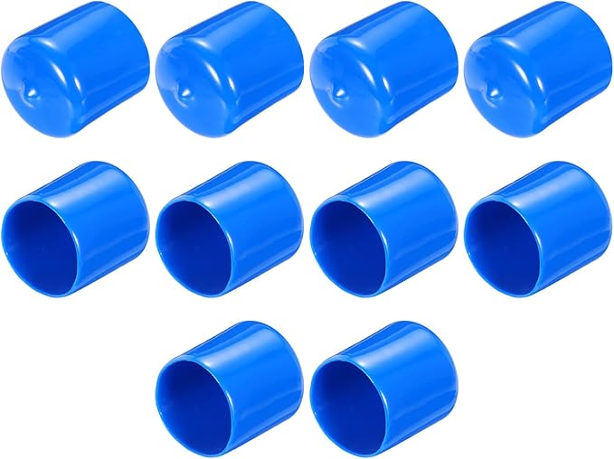 uxcell 10pcs Rubber End Caps 30mm(1 3/16") ID Vinyl Round End Cap Cover Screw Thread Protectors,Blue