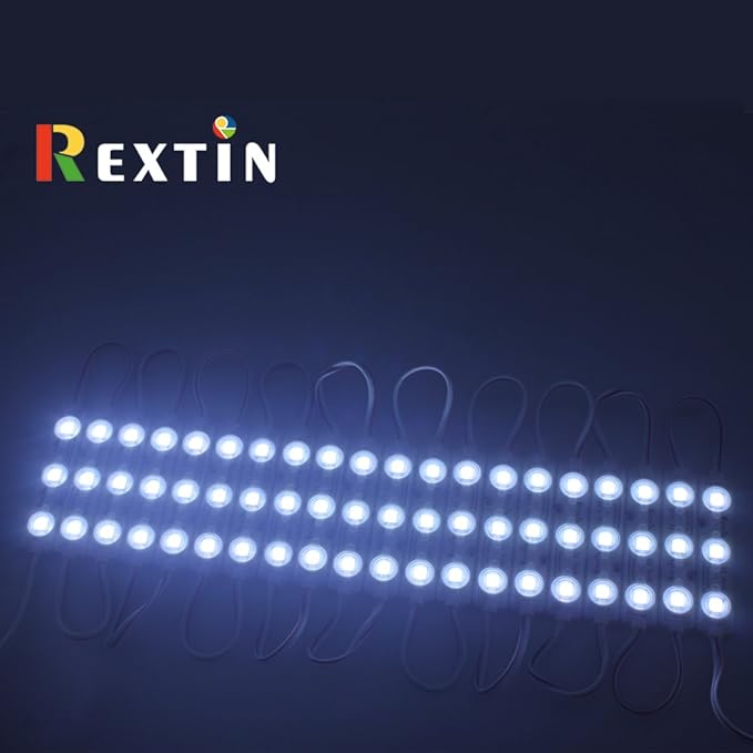REXTiN Super Bright 200pcs 3 LED Module White 5050 SMD 66-72LM Each Module Waterproof Decorative Light for Letter Sign Advertising Signs with Tape Adhesive Backside
