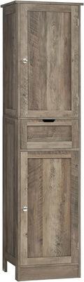 Iwell 67" Tall Storage Cabinet, Narrow Storage Cabinet with Drawer & Adjustable Shelves, Bathroom Cabinet, Floor Cabinet for Living Room, Home Office, Rustic Oak