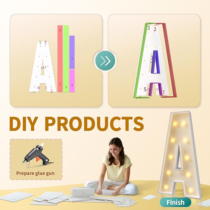 imprsv Marquee Light Up Letters, 4FT Mosaic Letters with Light for Baby Shower Graduation Party Decor, Large G for Engagement Wedding Party Decorations (Need to Assemble)