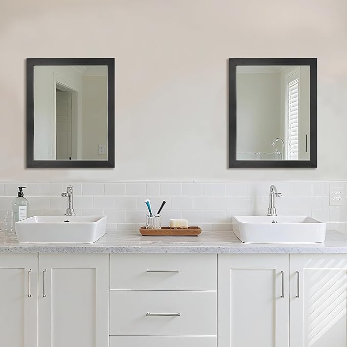 Ruomeng Rectangular Wall Mirror 16" x 20" for Bathroom, Bedroom, Entryway, Living Room, Black