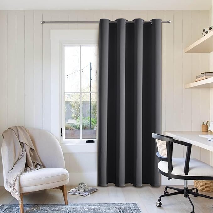 ChrisDowa Blackout Curtains 108 Inches Long for Living Room, Grommet Thermal Insulated Room Darkening Curtains for Bedroom (1 Panel Set, Dark Grey, 52W x 108L)