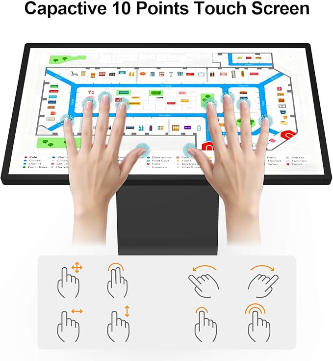 32 inch Touch Screen Kiosk, LCD Screen Digital Signage Kiosk, K-Style Stand Digital Signage Display, Interactive Display for Mall Navigation/Self-Ordering/Advertising/Retail Store