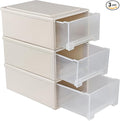 Gloreen 12 L Plastic Stackable Storage Drawers, 3 Packs Desktop Compact Drawer Box