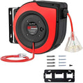 Retractable Extension Cord Reel, 65 Feet 12 AWG/3C SJTOW Heavy Duty Power Cord,15 AMP Circuit Breaker, 3-Lighted Triple Outlets, Ceiling or Wall Mount Use
