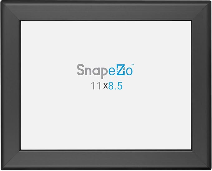 SnapeZo Certificate Frame 8.5x11, Black, 1.25 Inch Aluminum Profile, Front-Loading Snap Frame, Wall Mounting, Professional Series