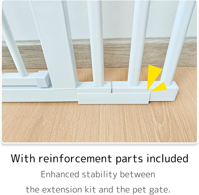 Lumizone Extra Tall Cat Gate Extension Kit 61.02" High Pressure Mounted 2025 New 12.60" Extra Wide 1.37" Gap No Drilling Tall Pet Gate for Dogs (White, 61.02" H x 12.60" W, Extension)