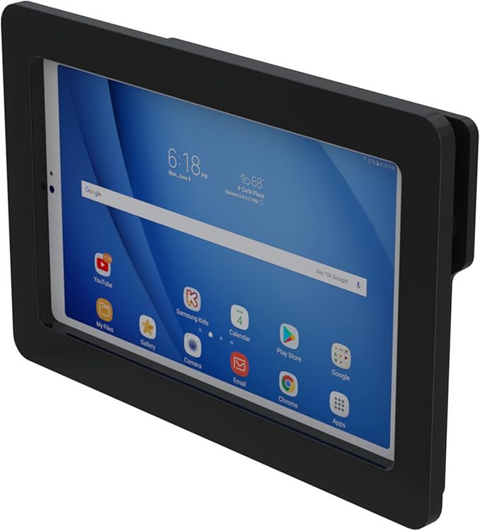 TABcare Anti-Theft Acrylic Case with 360 Rotate 180 Swivel Metal Desktop Stand & 90-Degree USB C Cable for Samsung Galaxy TAB A9 A11 8.7" Tablet (Black)