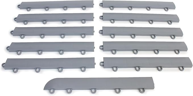 Big Floors Transition Edge Kit, Durable Interlocking Modular Garage Floor Edging, Compatible with RaceDeck, GarageTrac and GarageDeck Products (Gray, 11 Pack, Fem)