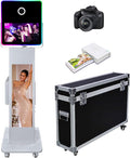 29in LCD Display Photo Booth Machine with 15.6in Mirror Touch Screen Selfie Station Shell Stand DIY Photobooth Machine with RGB Light for Parties Weddings Event (Machine+Camera+Mini Printer)