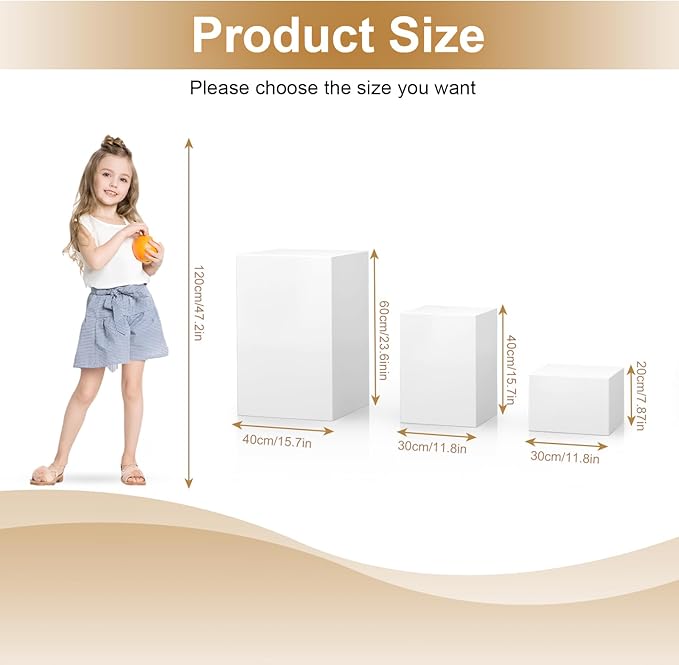 Cube Display Pedestal Stand for Bridal Shop, Square White Display Risers Columns, Party Event Decor Platform Base Showcase for Model Jewelry Clothing Shop Home Exhibition (11.8*11.8*7.87in)
