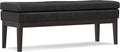 SIMPLIHOME Carlson Ottoman Bench - 45 inch Wide Upholstered Vegan Leather Rectangle Ottoman in Distressed Black, Mid Century Modern Bench for Bedroom, Entryway or Living Room with Padded Seat