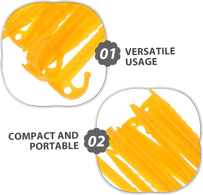 Kisangel 20Pcs Bright Yellow Plastic Tent Pegs Lightweight Ground Anchors with Threaded Design for Superior Grip and Windproof Stability for Camping Beach and Outdoor Activities