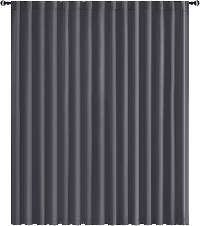 Hiasan Privacy Room Divider Patio Sliding Door Curtain Extra Wide Blackout Thermal Insulated Curtains with Back Tab & Rod Pocket for Bedroom Partition Living Room (120 x 96 Inches, Dark Grey)