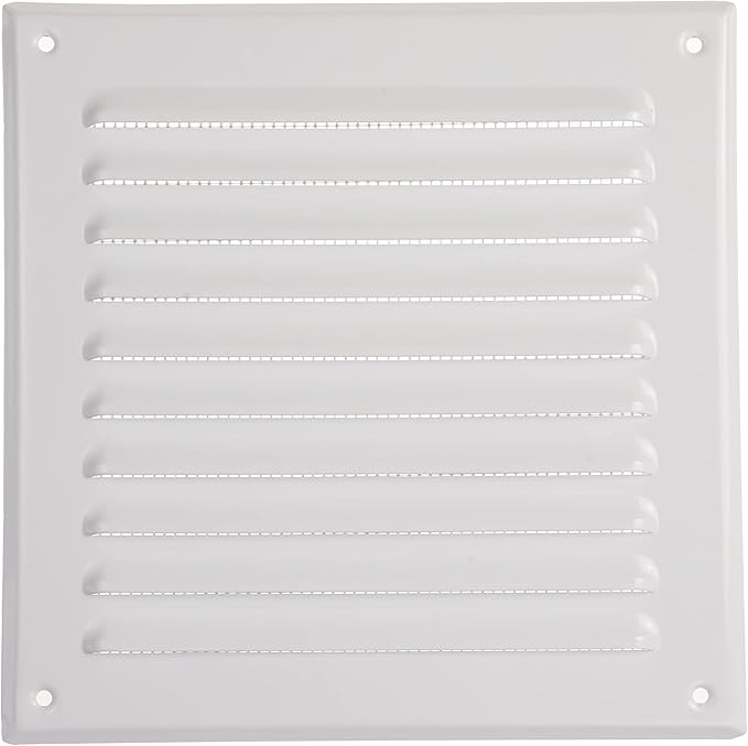 Vent Systems 6 x 6 Inch (Inner) White Vent Cover - Square Metal HVAC Return Air Grille with Mesh Screen - Register Wall Vent Duct Grill - Outdoor, Indoor, Crawlspace - Exhaust Ventilation Grill