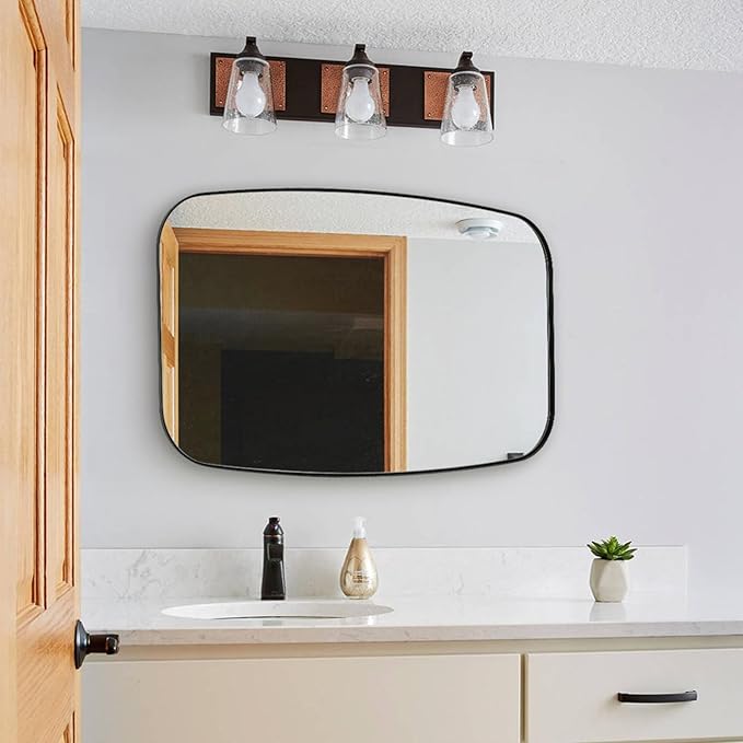 ANDY STAR 24x40” Black Bathroom Mirror, Oblong Vanity Mirror with Stainless Steel Metal Frame, Matte Black Oval Mirror for Over Sink, Modern Anti Rust Wall Mounted