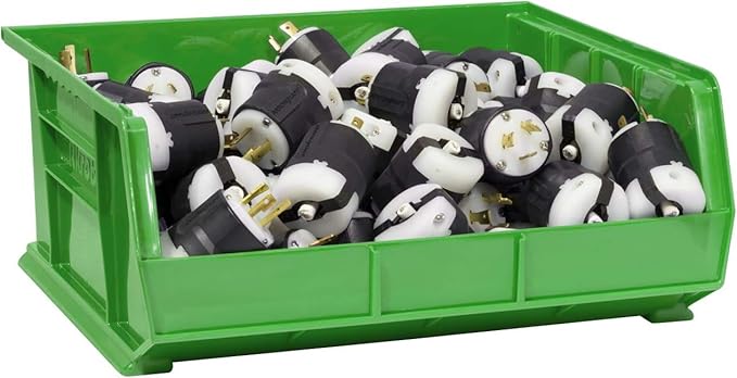 Akro-Mils 30250 AkroBins Plastic Storage Bins, Space-Saving Stackable Bins for Garage, Pantry, Craft Organization, 15-Inch x 16-Inch x 7-Inch, Green, 6-Pack
