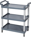 Farmoon Plastic Utility Cart with Wheels, 3-Tier Restaurant Cart, Rolling Food Service Cart, Grey