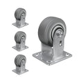 4'' × 2'' Caster Wheels, Heavy Duty Industrial Casters Set of 4 Rubber Wheels, Load 2400lbs Capacity, Casters for Cart Dolly Toolbox Trolley (4 Rigid)