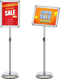 8.5x11 Adjustable Sign Holder Stand, Pedestal Poster Menu Stand, Heavy Duty Floor Standing Sign Stand Aluminum Display Stand for Vertical and Horizontal View Sign Holder, Black