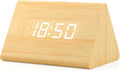 GEARONIC Digital Alarm Clock Wooden Alarm Clock Wood Modern Triangle Alarm Digital Desk Clock, Displays Time Date Temperature Calendar Wood Made Electric Clocks for Bedroom, Bedside - Bamboo