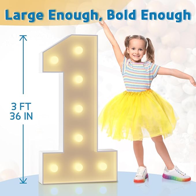 Marquee Numbers 3 Feet Tall Large Light Up Numbers 90th Birthday Decorations Women Men Big Yellow Light Outdoor Anniversary Decorations Balloon Arch Kit Party Backdrop 90