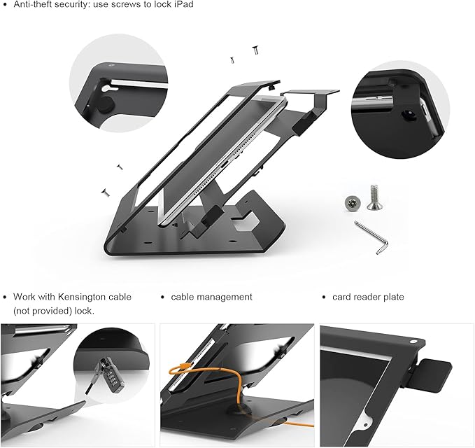 Tablet Kiosk POS Stand Compatible 10.2” iPad 7 8 9 Generation with 360 Swivel Base
