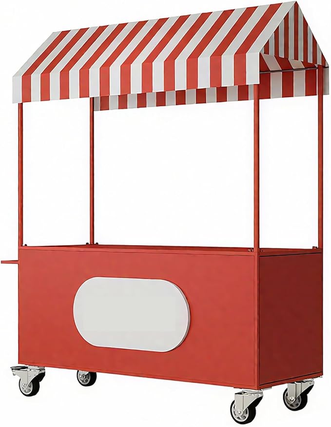 Outdoor Vendor Cart, Portable Cart with Canopy, Commercial Business Mobile Street Food Vendor Carts, Foldable Vending Stand Kiosk Display Trolley with Canopy for Markets (Green)