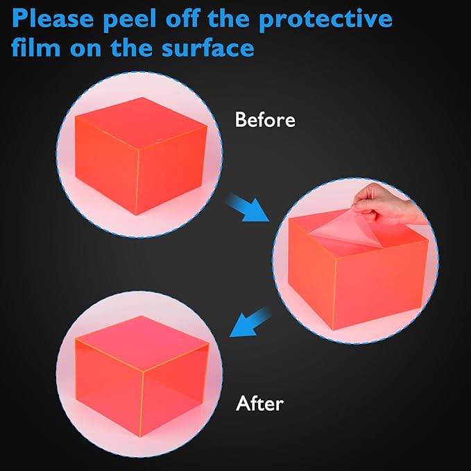 3Pcs Rose Red Buffet Risers Acrylic Boxes Display Food Risers for Buffet Table Platter Parties Weddings Catering Dessert Collectibles Figures Show ( 6''x7''x8'')