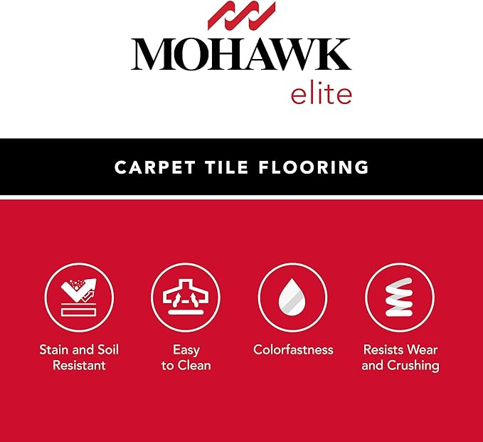 Mohawk Elite 24" x 24" Berber (Loop pile), 0.08" Pile Height, Carpet Tile, Nylon Fiber, Navy Color, (24 Tiles), (96 sqft/carton)