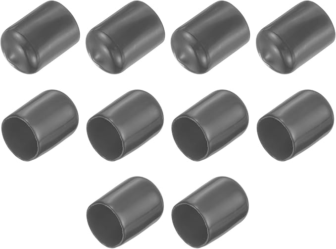uxcell 10pcs Rubber End Caps 15mm(9/16") ID Vinyl Round End Cap Cover Screw Thread Protector Dark Grey