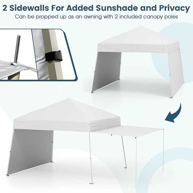 Tangkula 10x9.2 Ft Pop up Canopy with Sidewalls, UPF50+ Outdoor Tent with 8 Stakes, 4 Wind Ropes, Carry Bag, Portable Canopy Tent with Awnings for Camping, Patio, Market