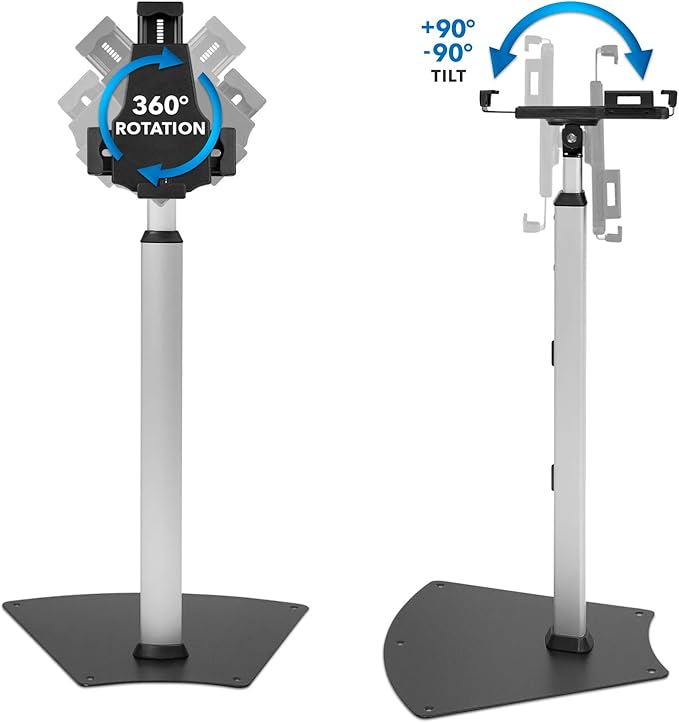 Mount-It! iPad Kiosk Stand, Anti-Theft Floor Stand with Lock, Height Adjustable Universal Tablet Kiosk for 7.9–11 Inch Tablets, Secure Commercial Tablet Stand for Retail & Business