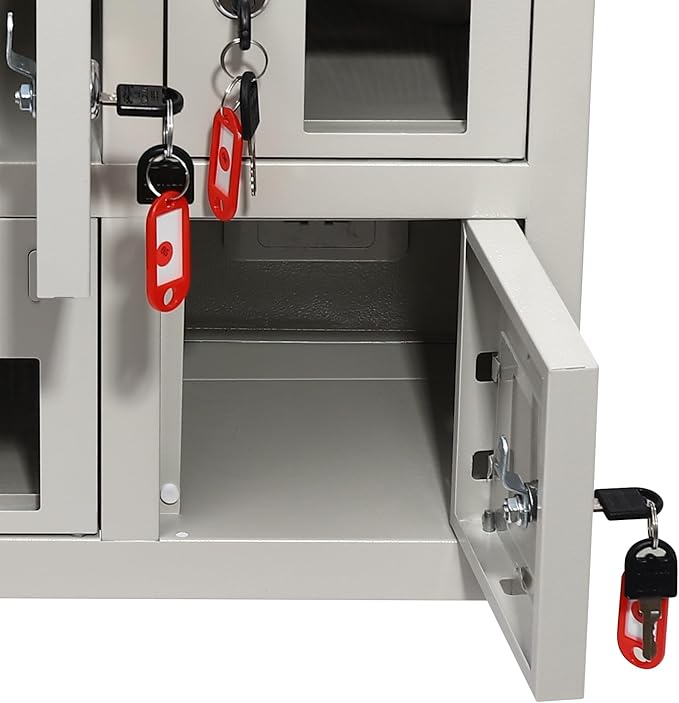 9 Slots Cell Mobile Phone Steel Locker with Lock, Cell Phone Locker with Charging Station, Cellphone Locker for Schools, Conference Rooms, and Offices