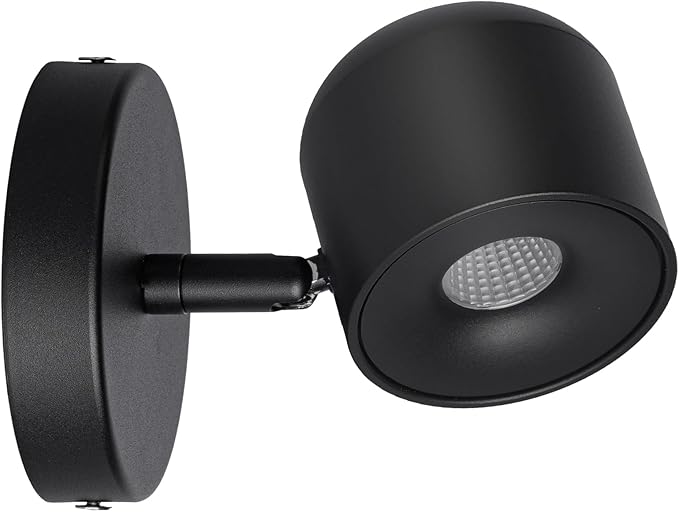 Aisilan Black 7W Dimmable Modern Wall Sconce Fixture LED Adjustable Wall Spotlight Aluminum Bedside Reading Lighting Warm White 3000K